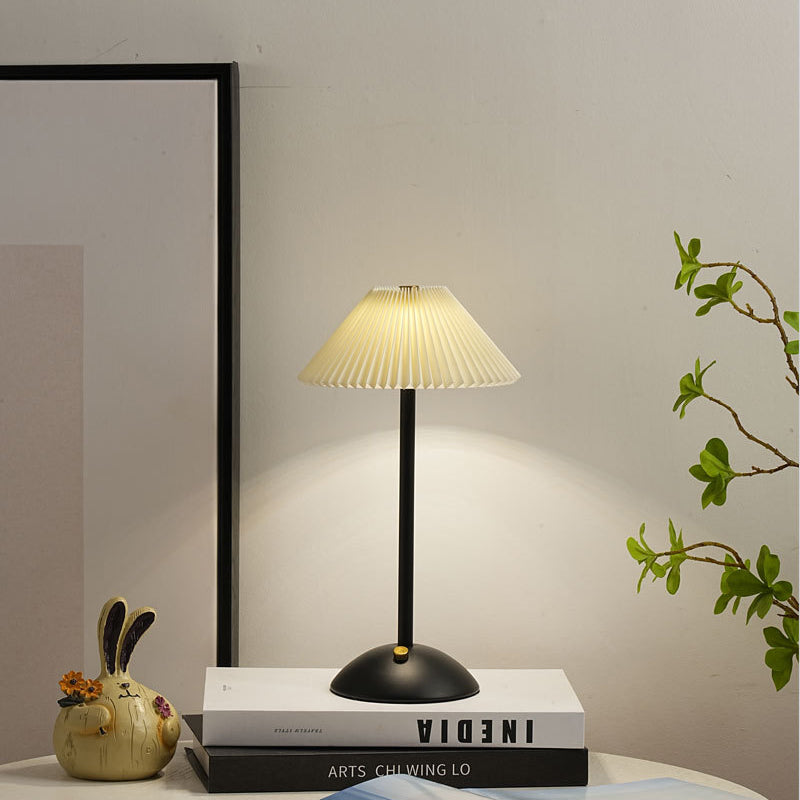 Rechargeable Brass Pleated Cordless Table Lamp