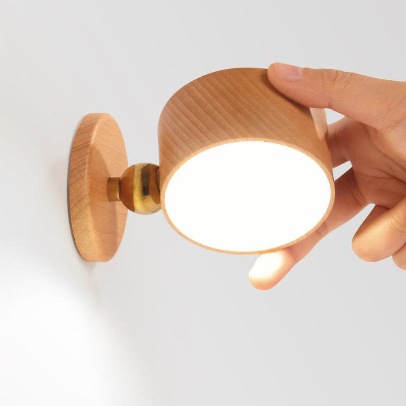 Rechargeable Wooden Rotating LED Wall Sconce
