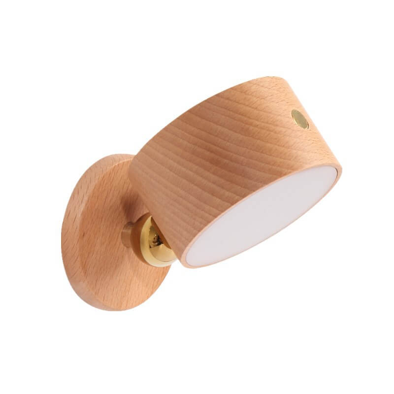 Rechargeable Wooden Rotating LED Wall Sconce