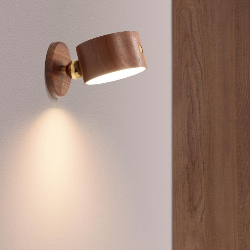 Rechargeable Wooden Rotating LED Wall Sconce
