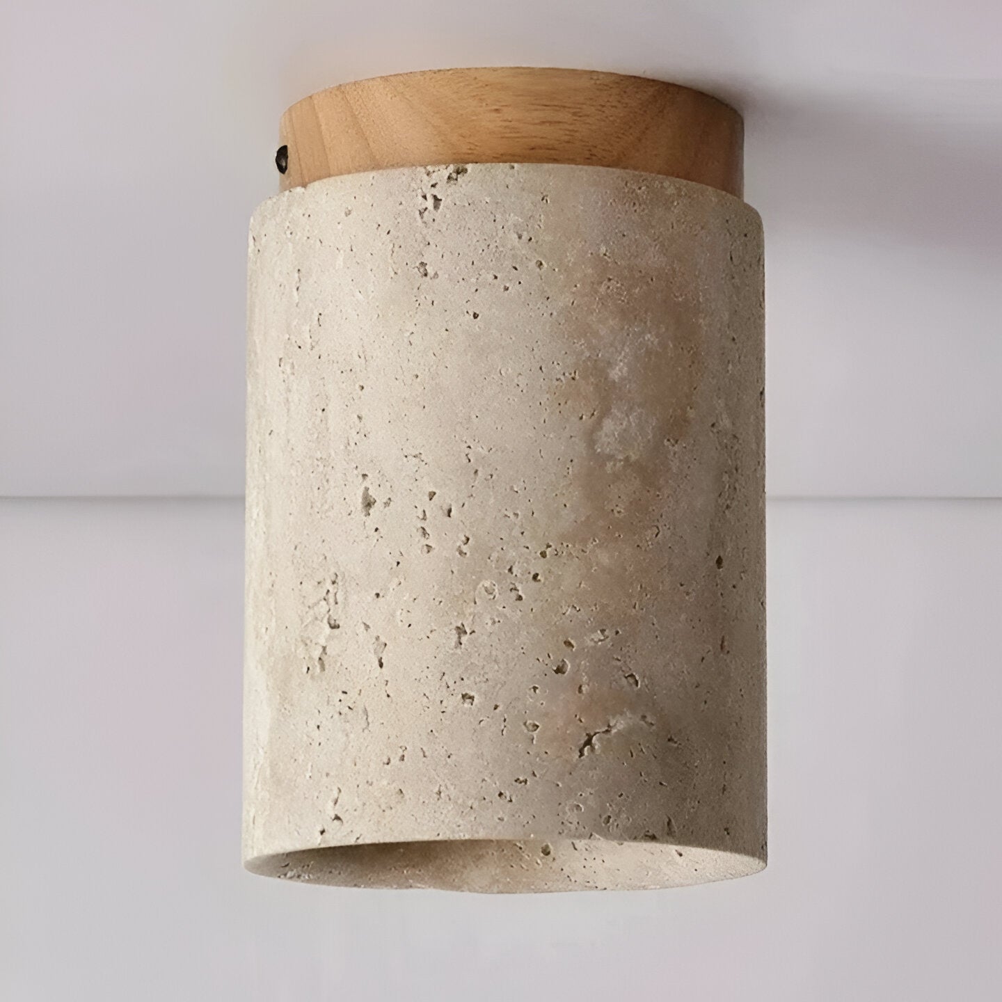 Natural Travertine LED Cylinder Ceiling Light