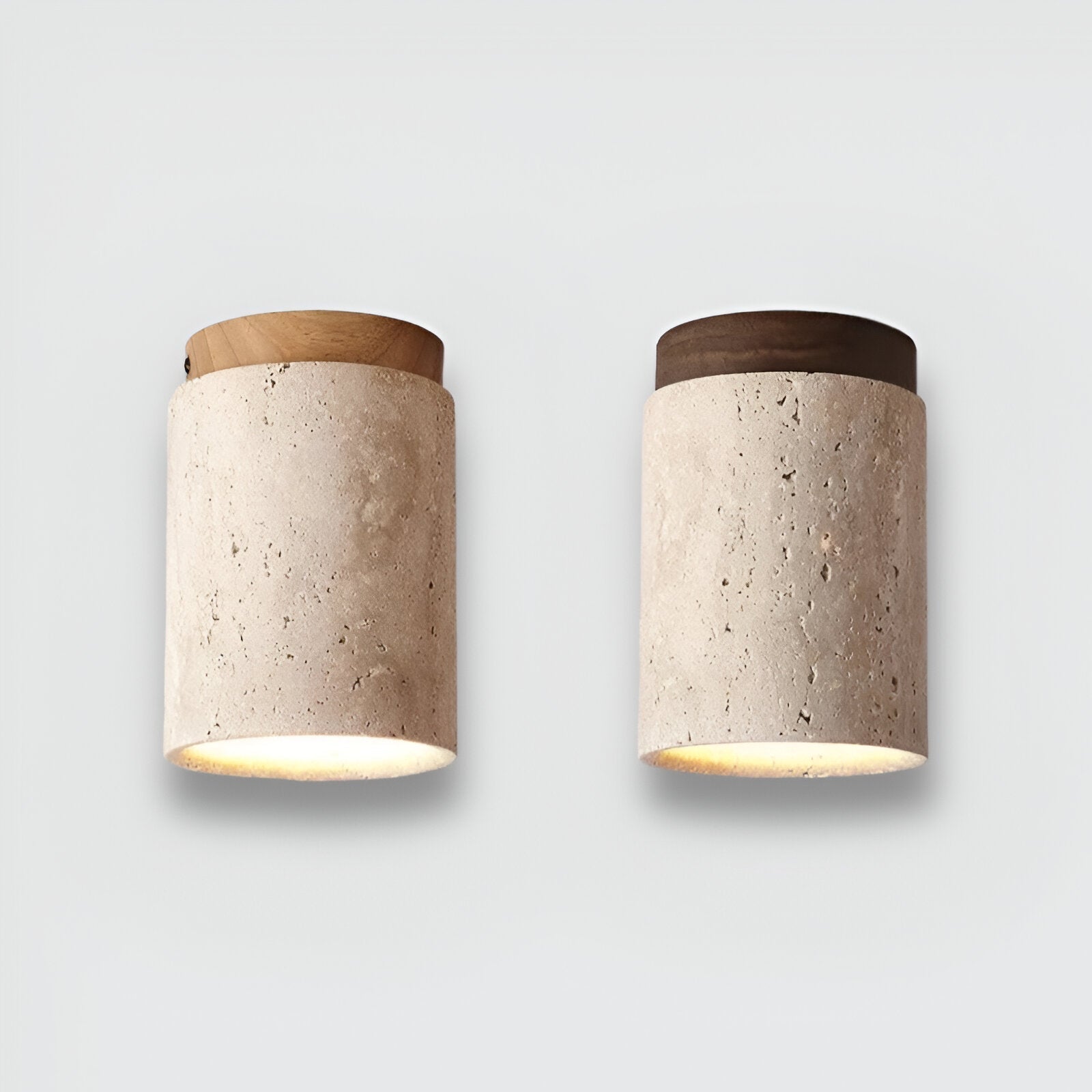 Natural Travertine LED Cylinder Ceiling Light