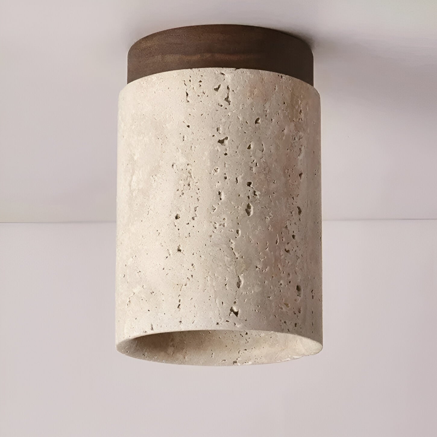 Natural Travertine LED Cylinder Ceiling Light