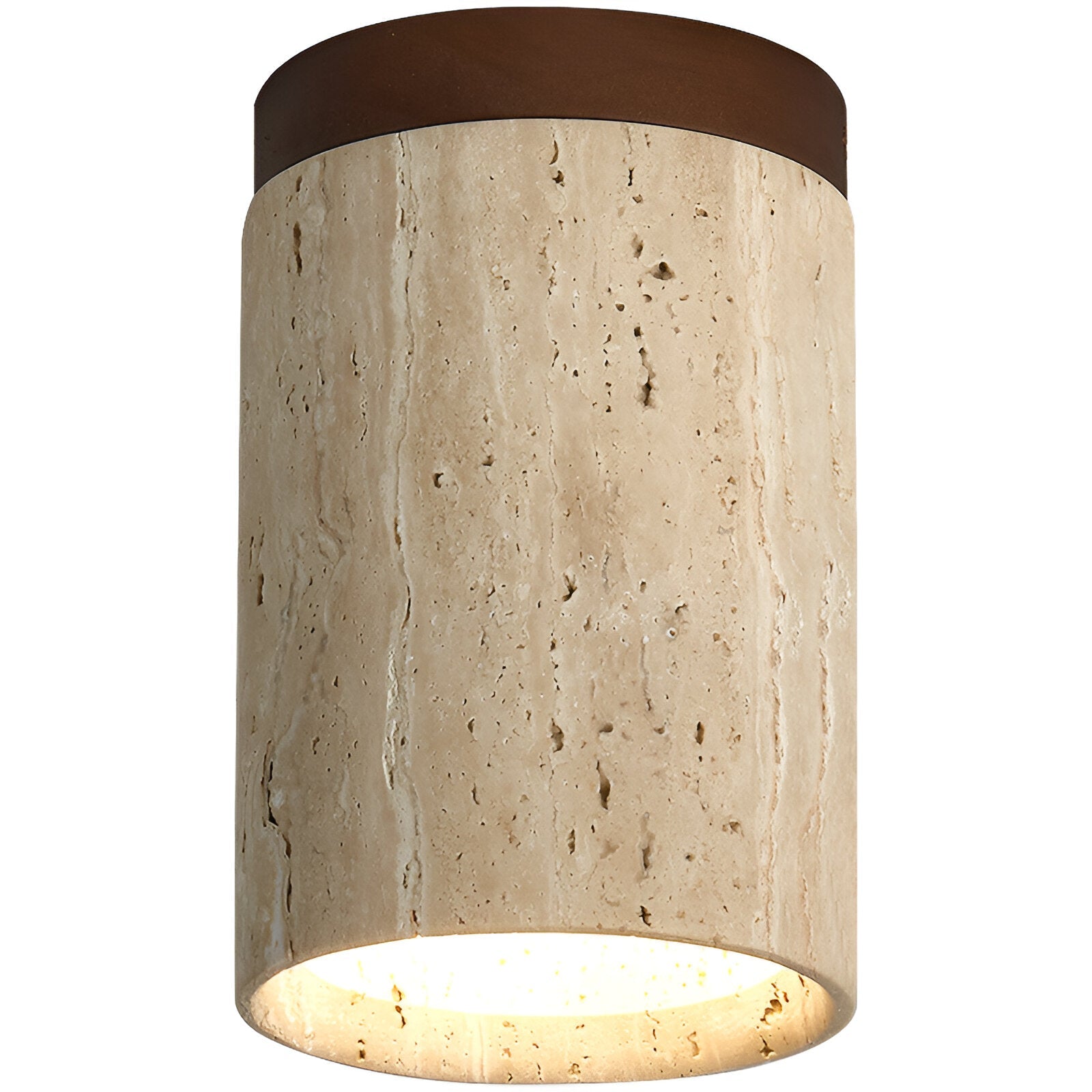 Natural Travertine LED Cylinder Ceiling Light