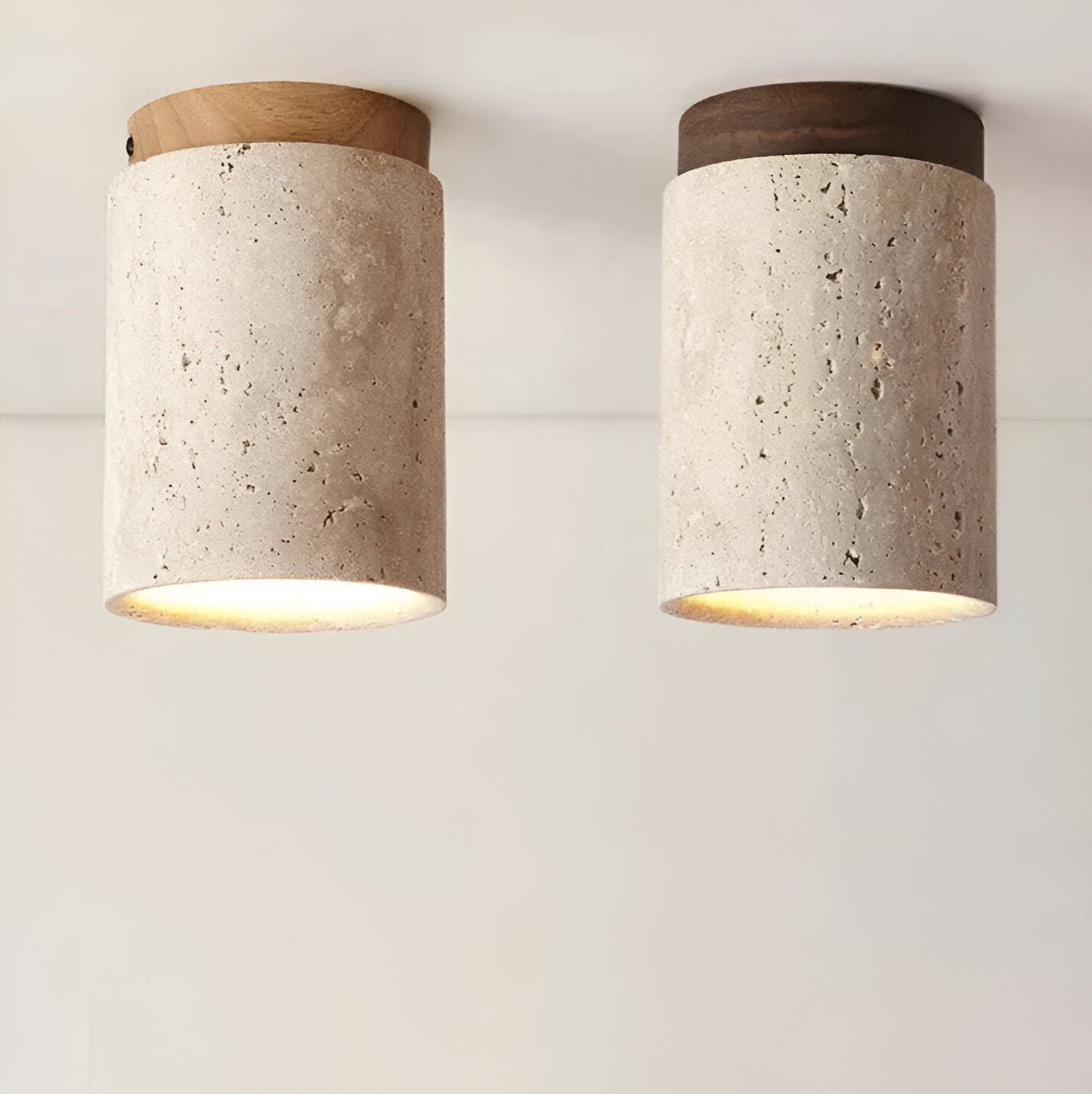 Natural Travertine LED Cylinder Ceiling Light