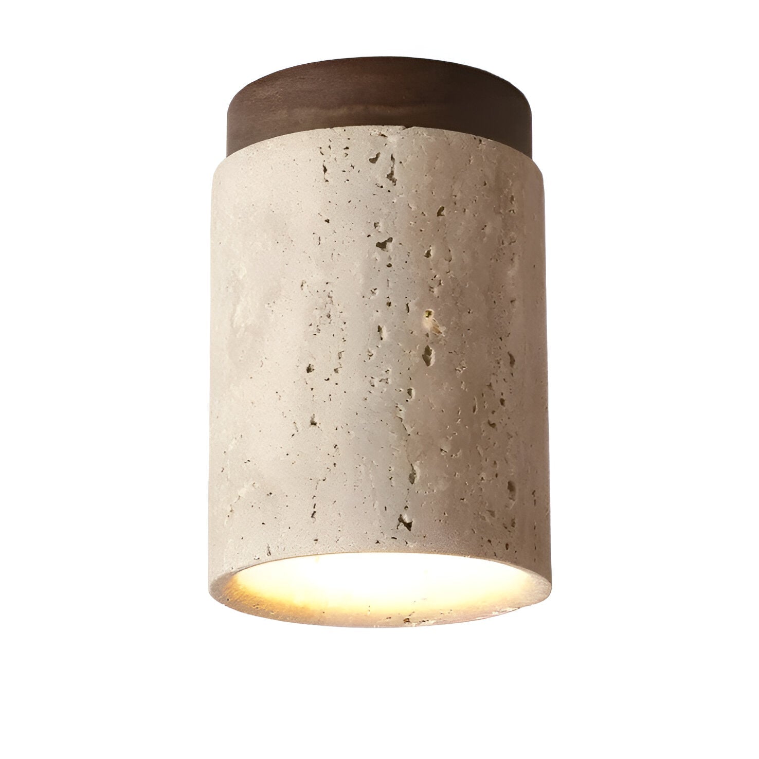 Natural Travertine LED Cylinder Ceiling Light