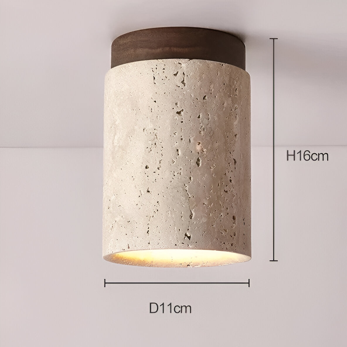 Natural Travertine LED Cylinder Ceiling Light