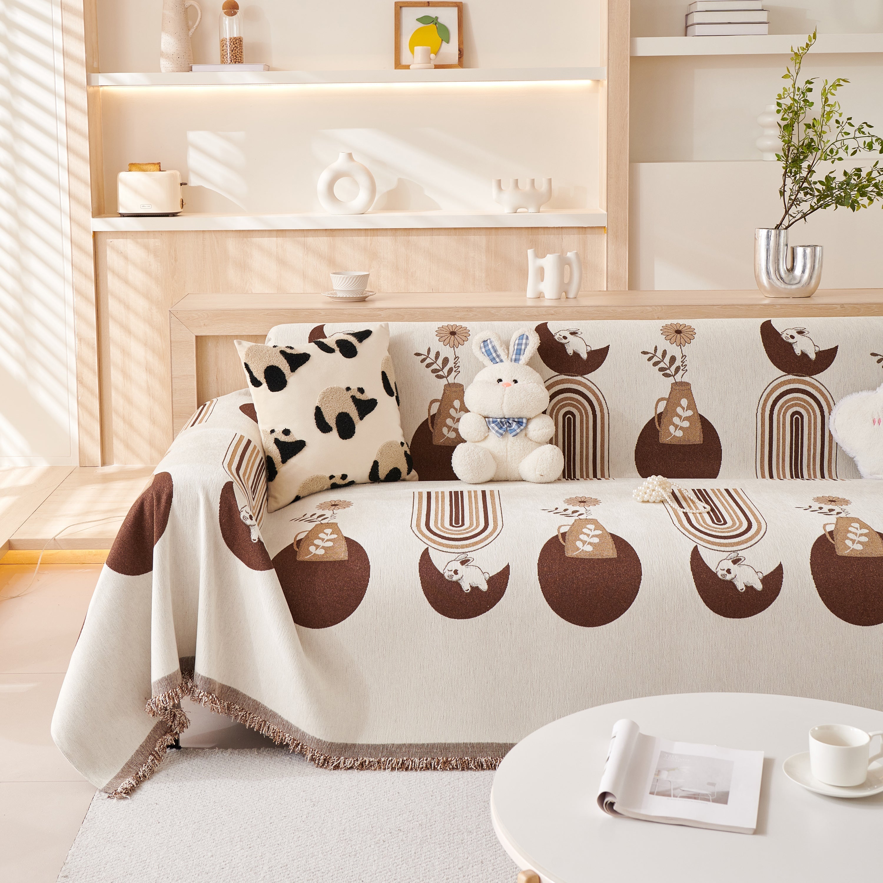 Reversible Chenille Animal Throw with Fringe