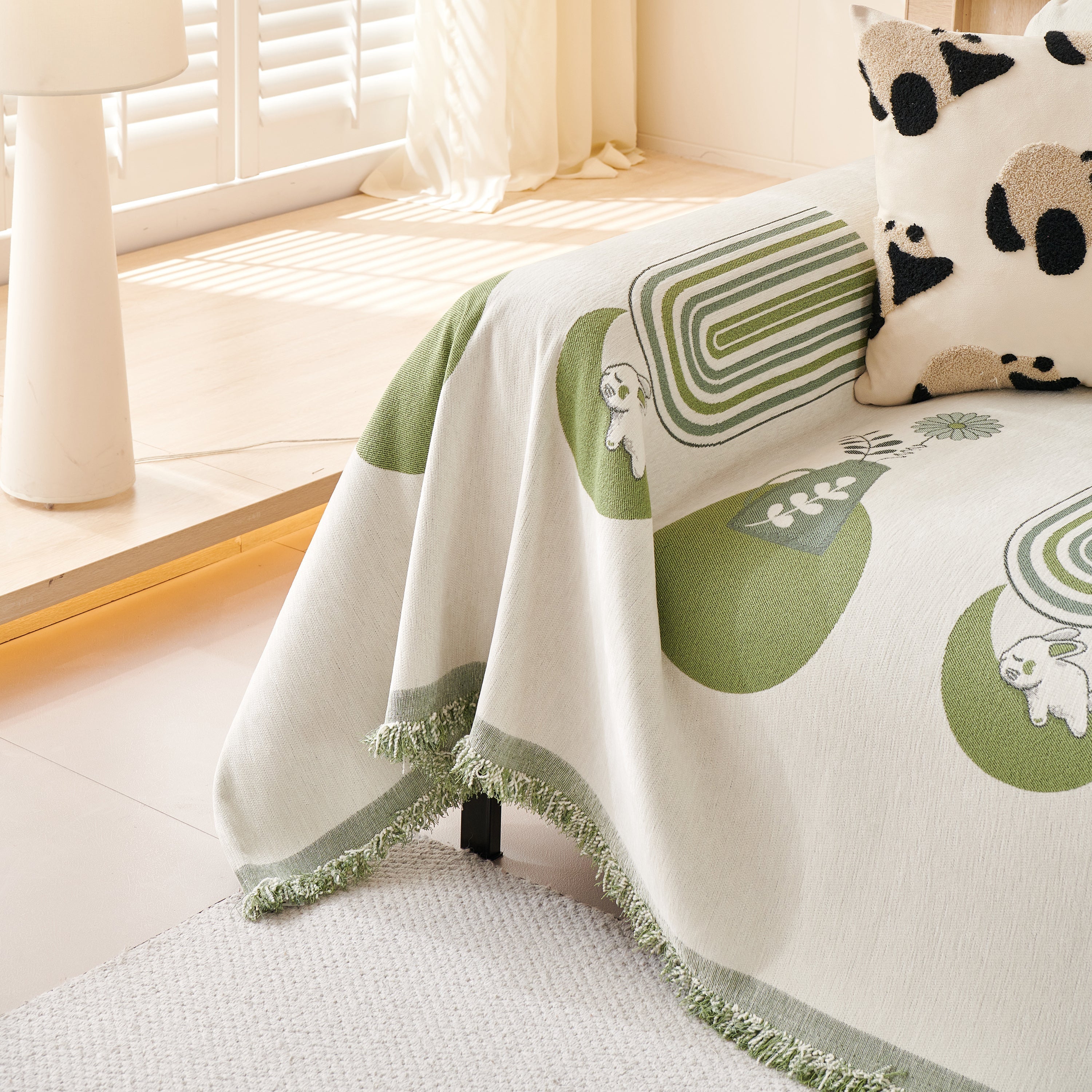 Reversible Chenille Animal Throw with Fringe