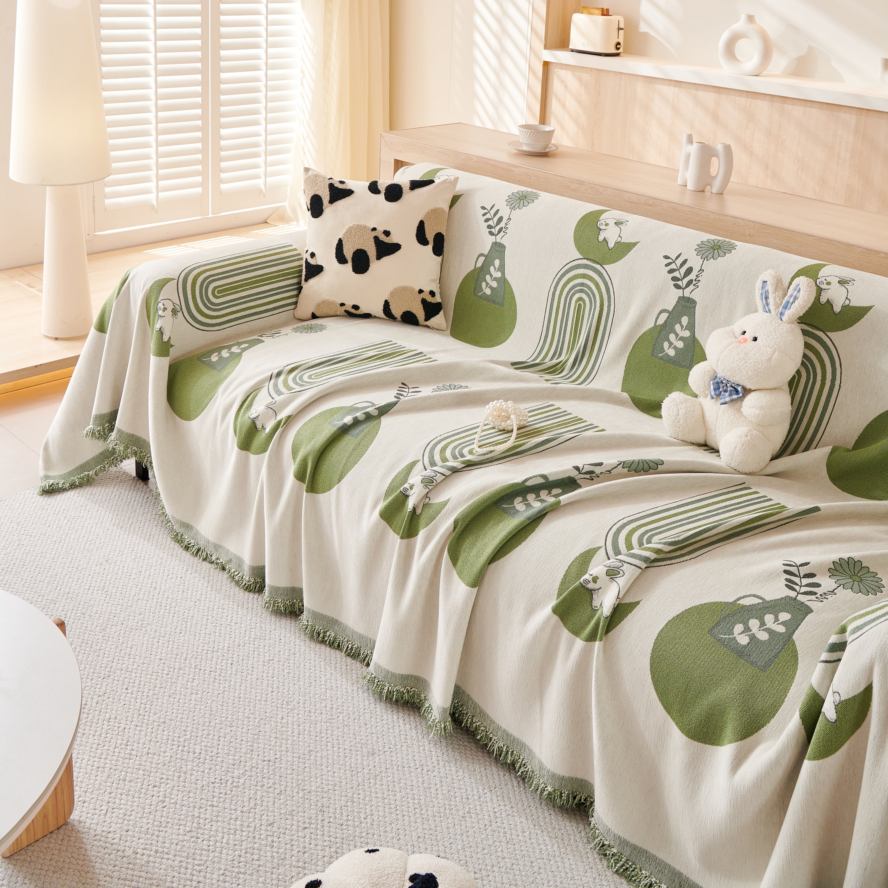 Reversible Chenille Animal Throw with Fringe