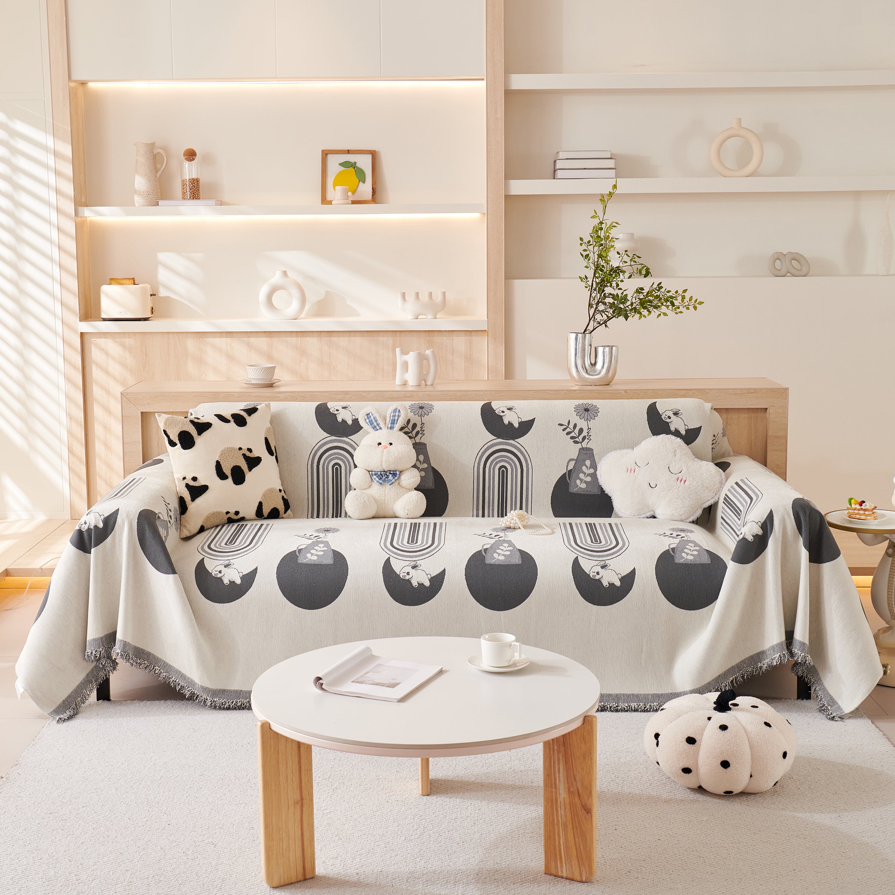 Reversible Chenille Animal Throw with Fringe
