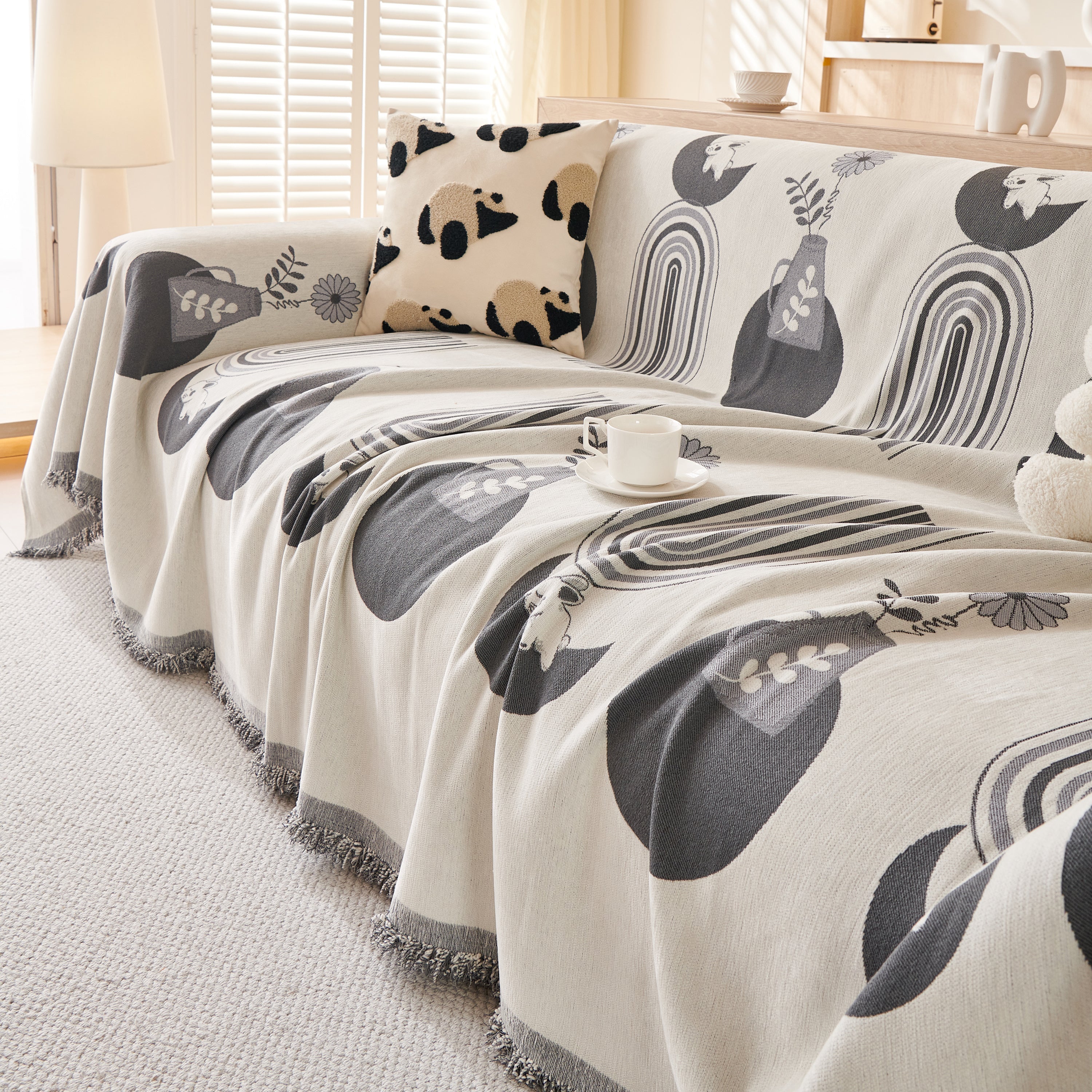 Reversible Chenille Animal Throw with Fringe