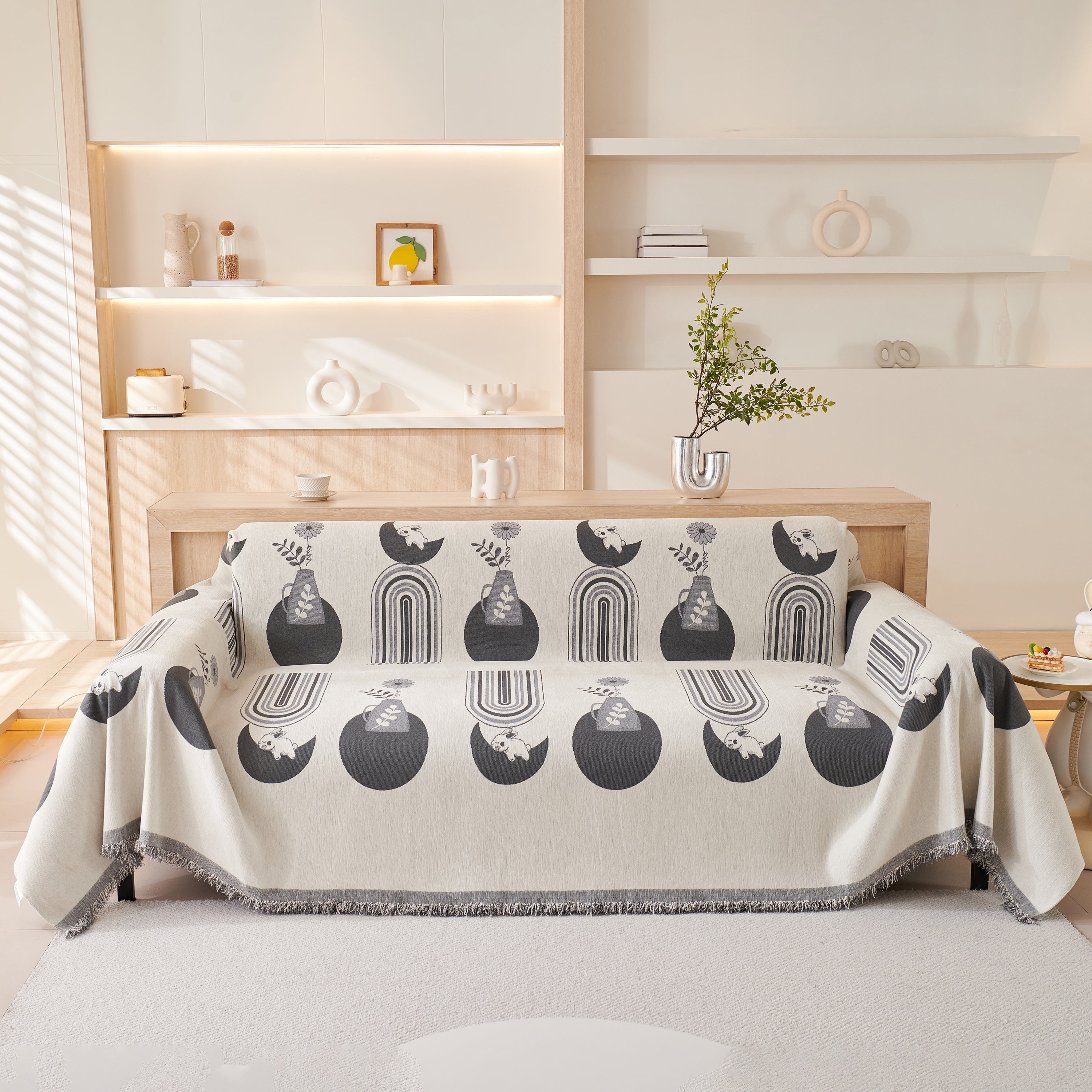 Reversible Chenille Animal Throw with Fringe
