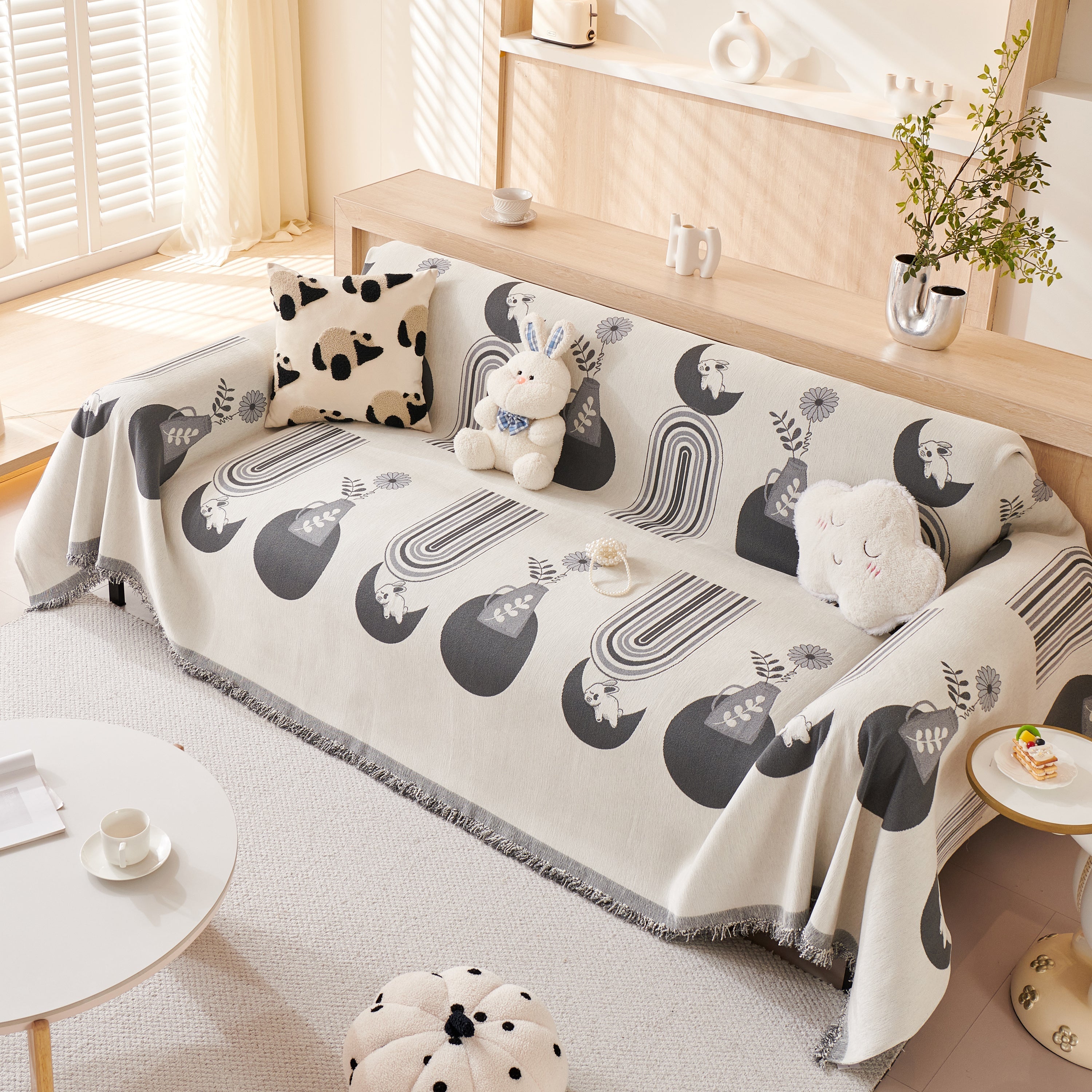 Reversible Chenille Animal Throw with Fringe