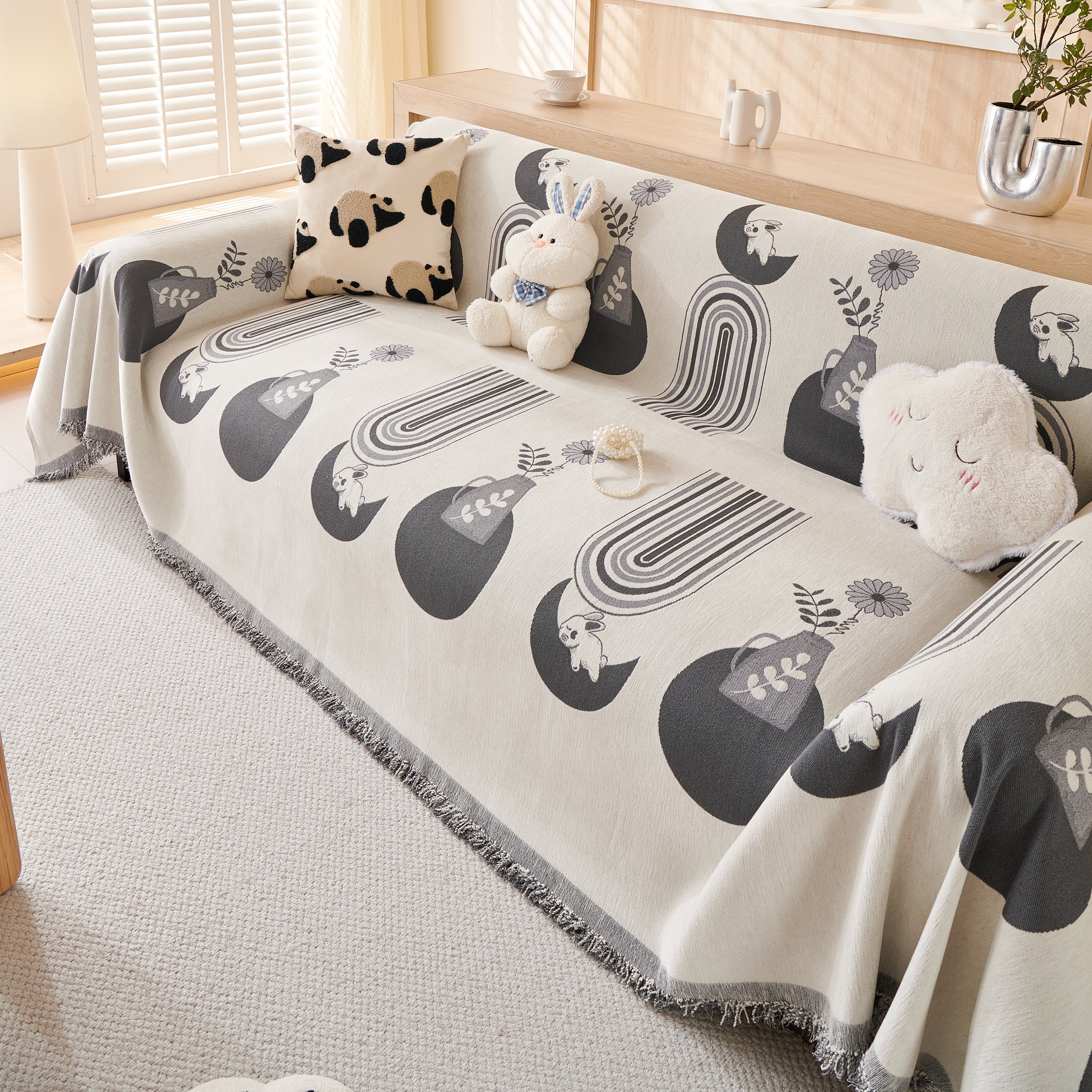 Reversible Chenille Animal Throw with Fringe