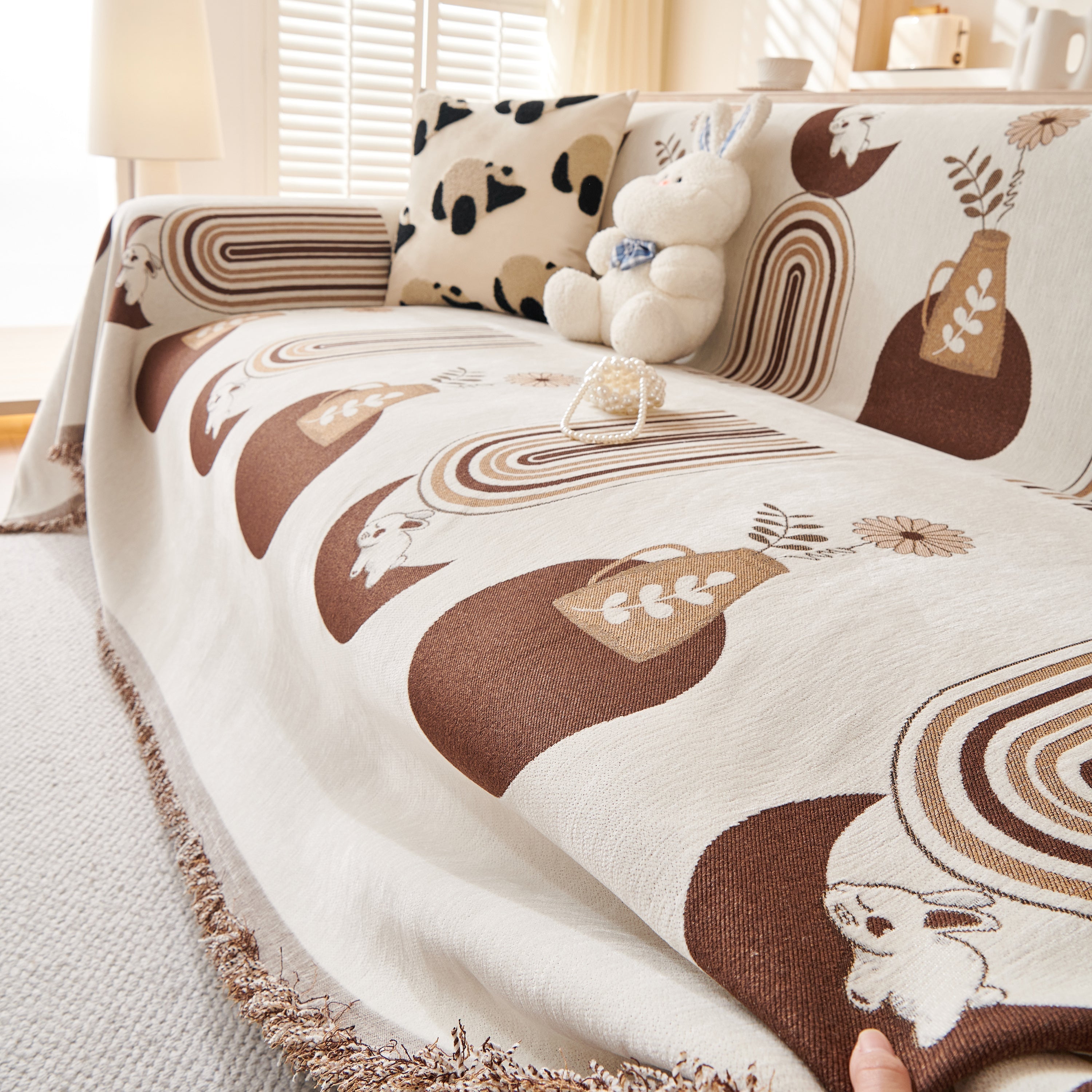 Reversible Chenille Animal Throw with Fringe