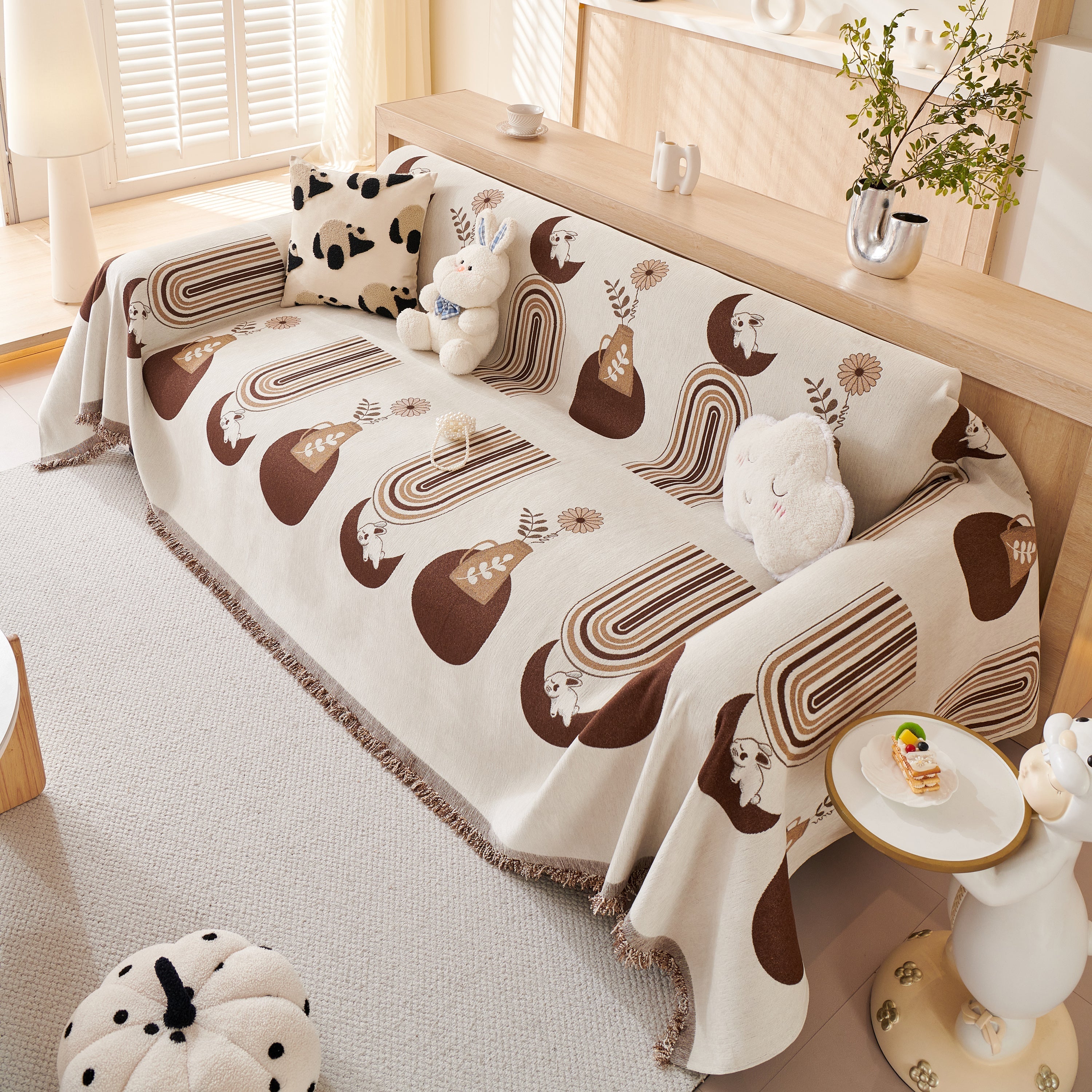 Reversible Chenille Animal Throw with Fringe