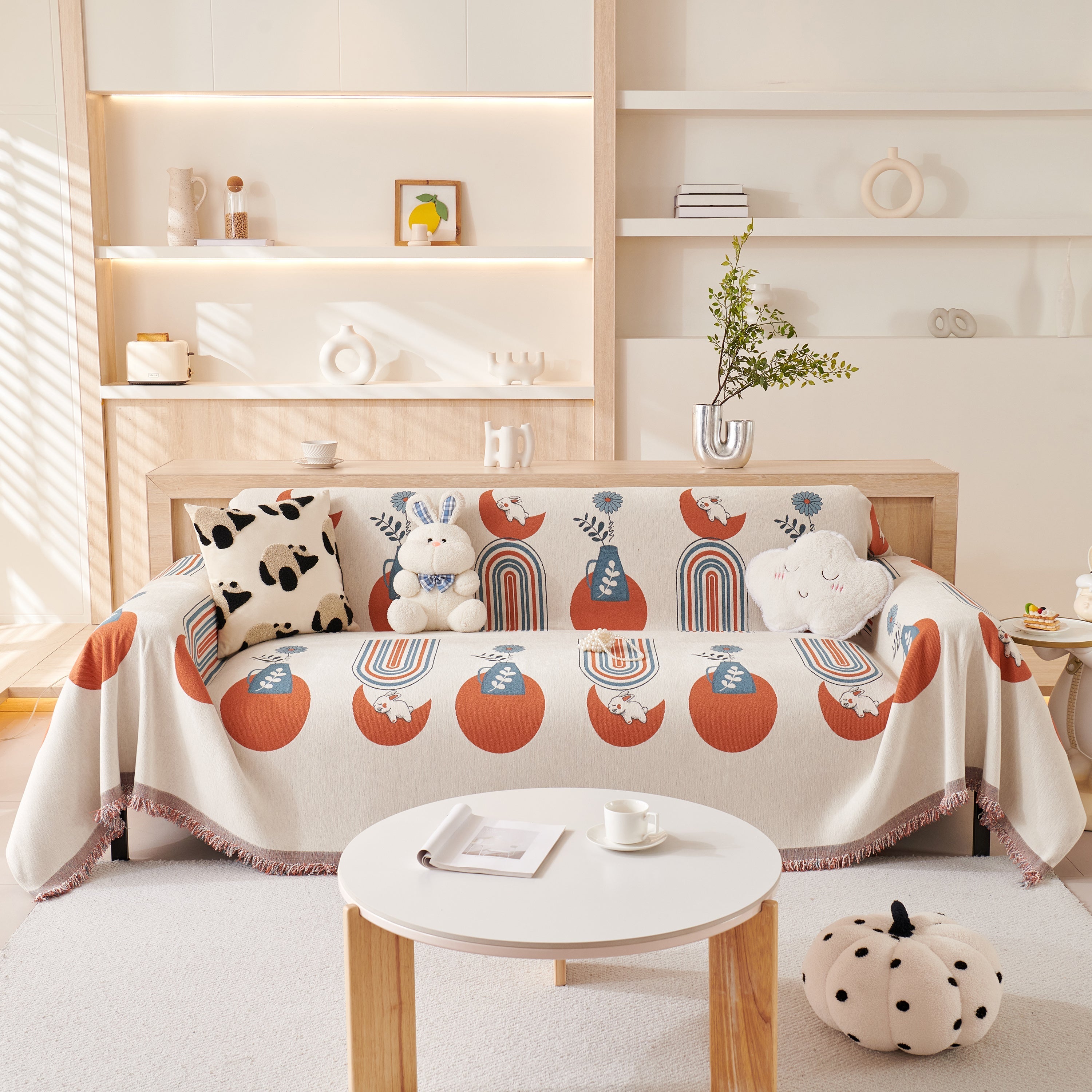 Reversible Chenille Animal Throw with Fringe