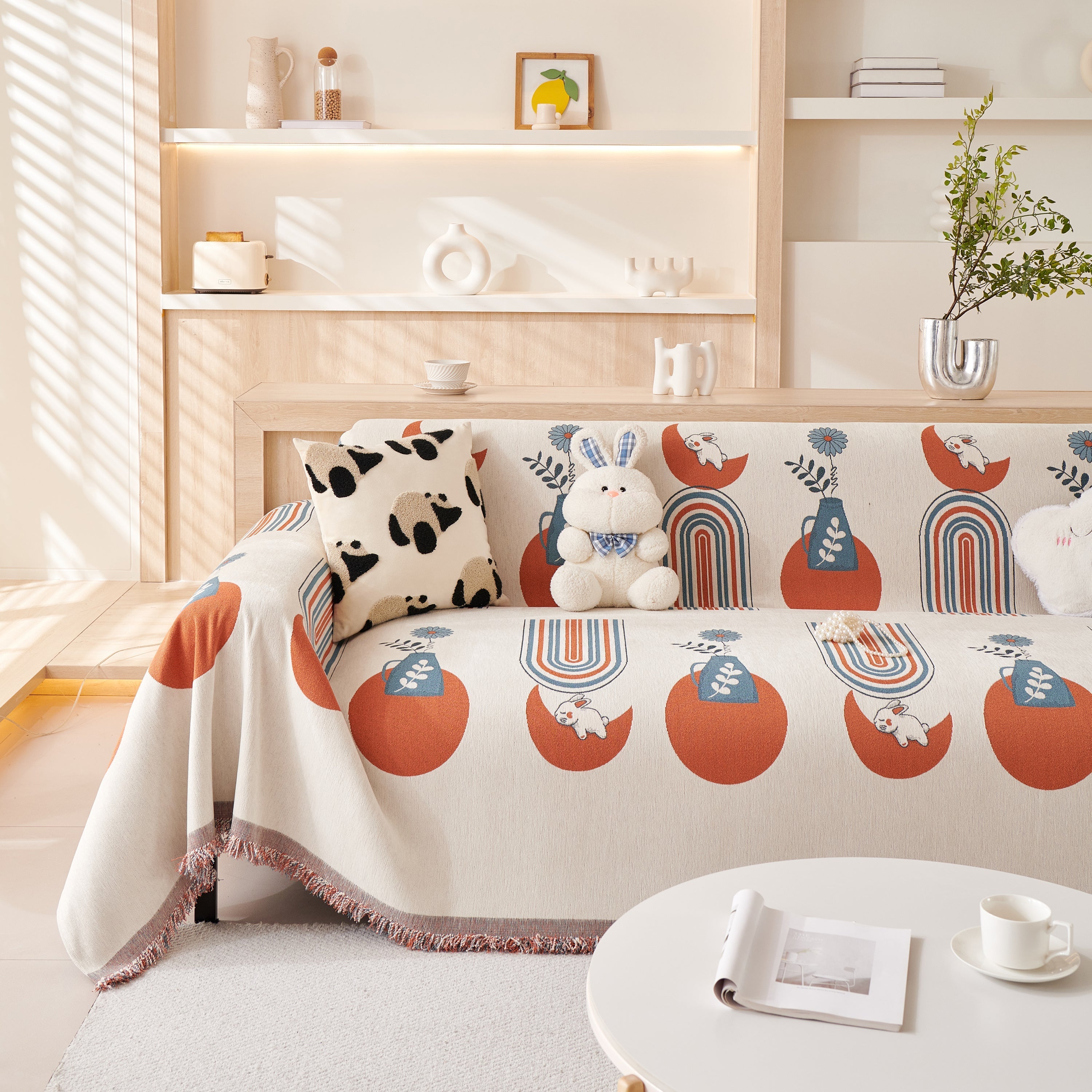 Reversible Chenille Animal Throw with Fringe