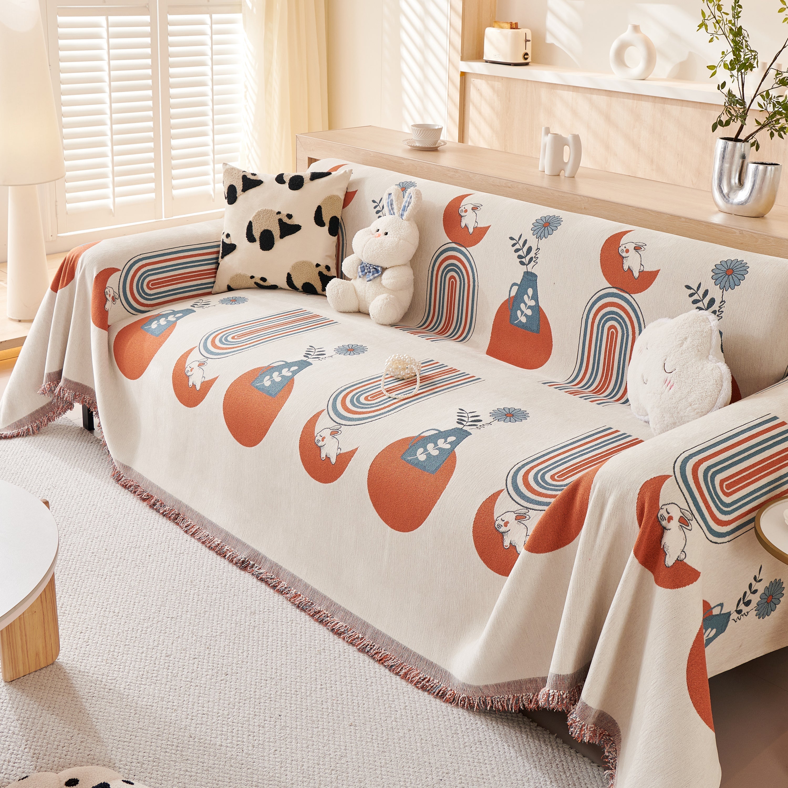 Reversible Chenille Animal Throw with Fringe