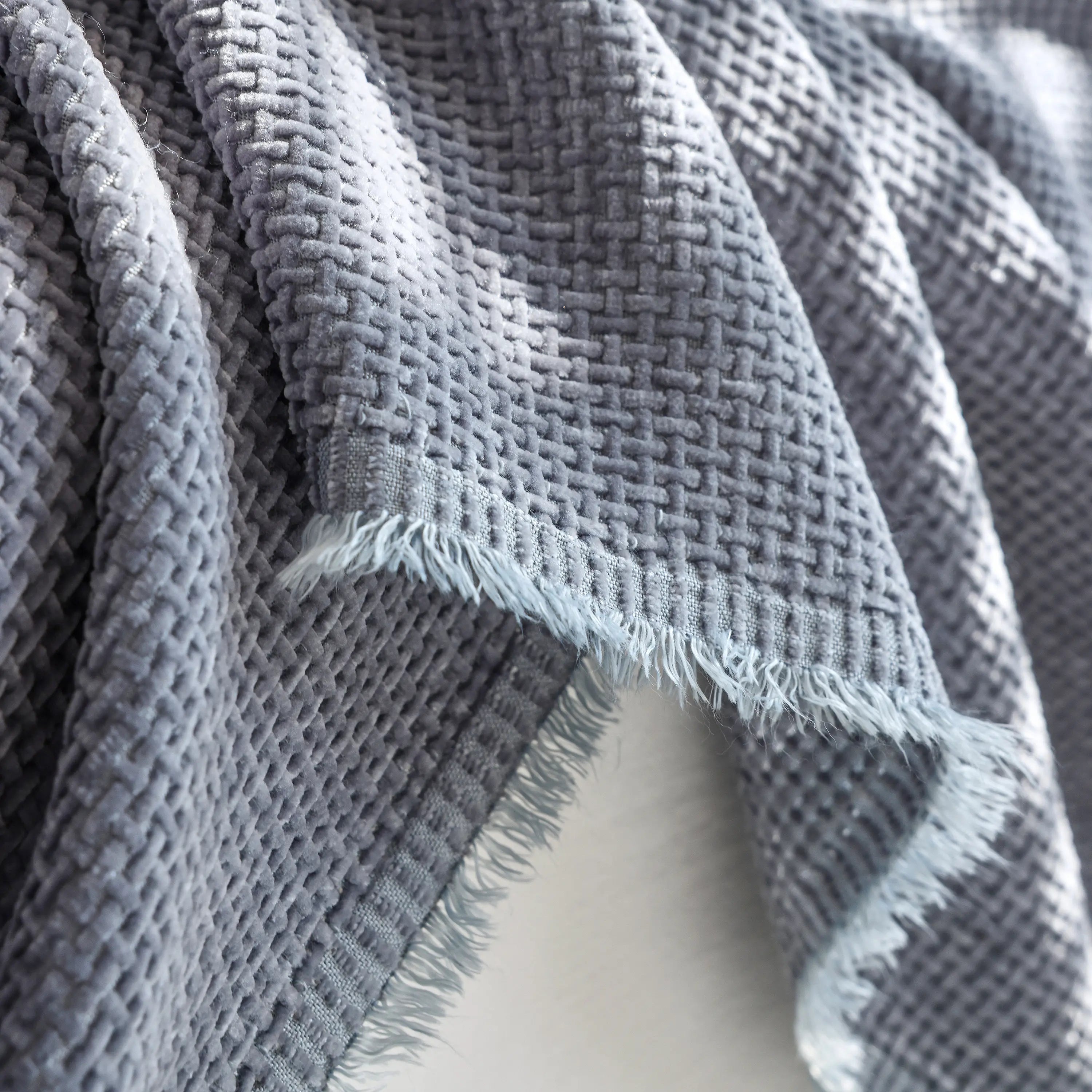 Reversible Chenille Sofa Throw with Fringe