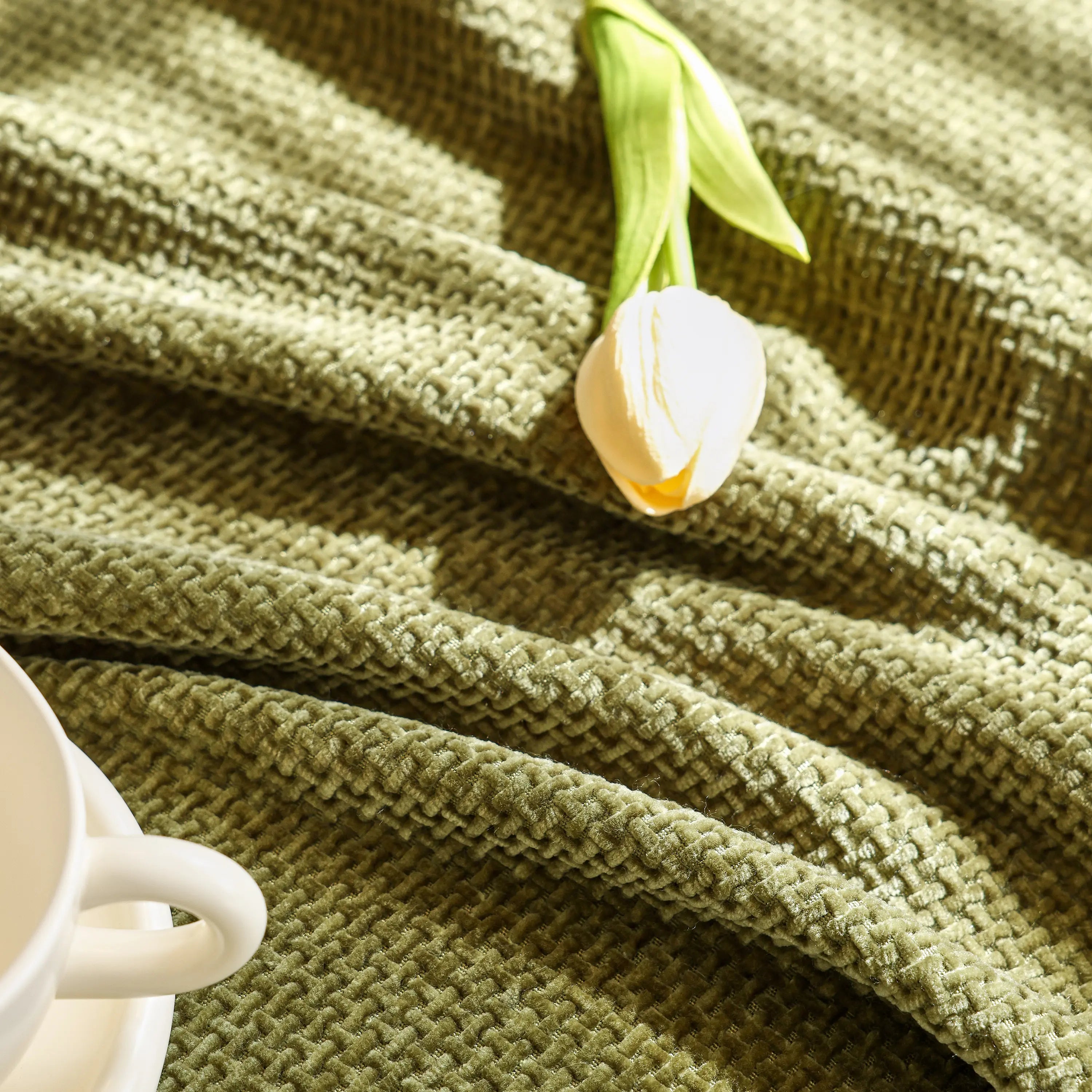 Reversible Chenille Sofa Throw with Fringe