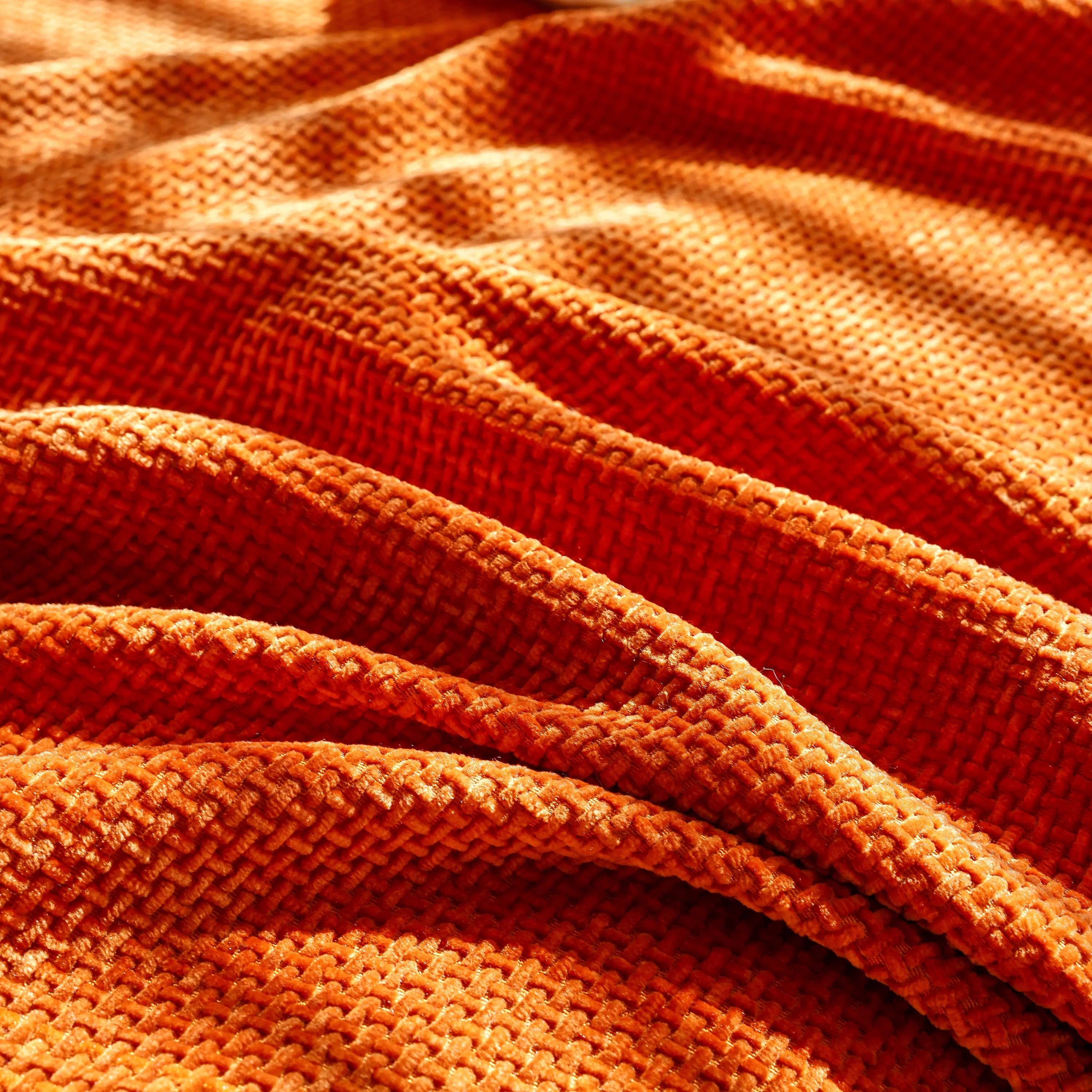 Reversible Chenille Sofa Throw with Fringe