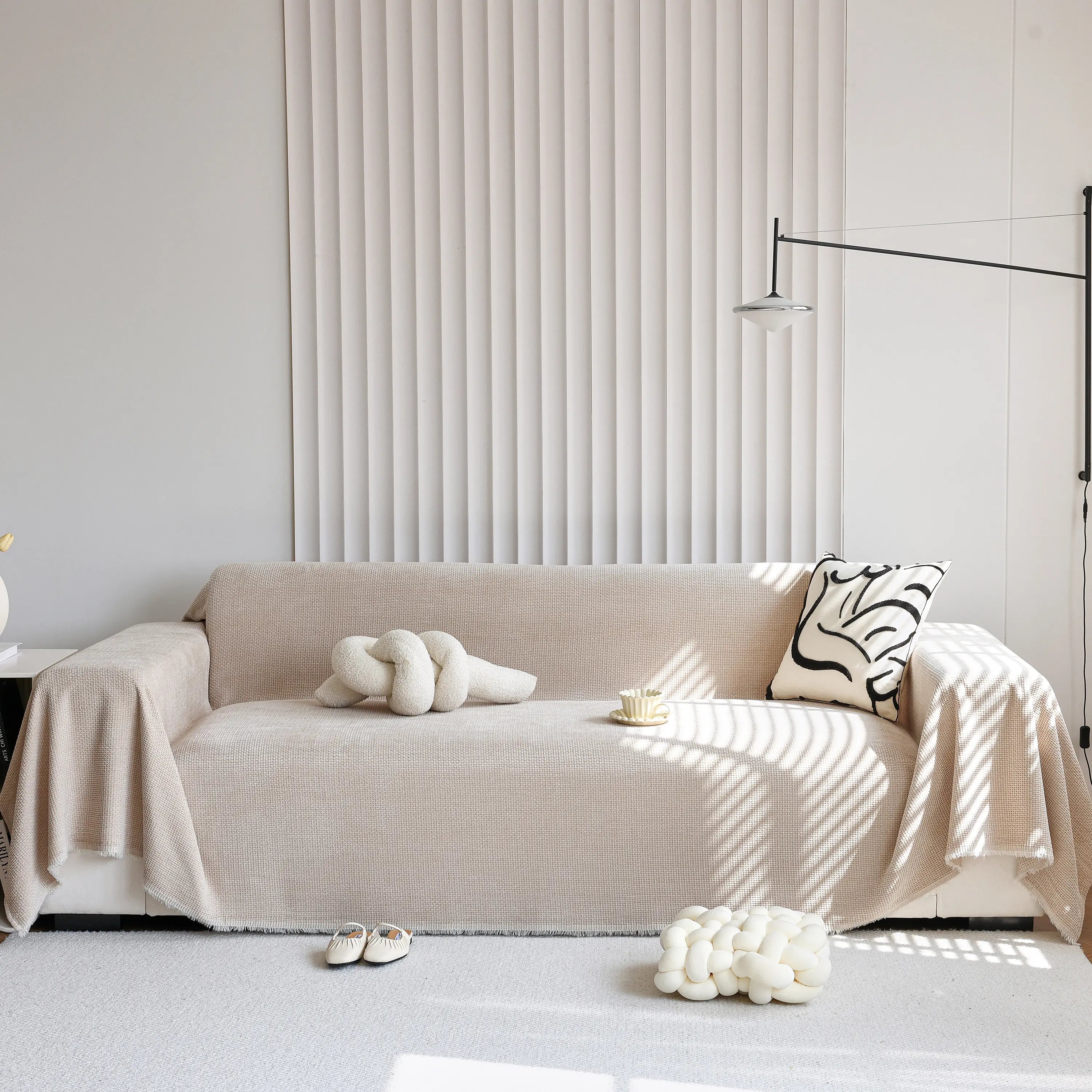 Reversible Chenille Sofa Throw with Fringe