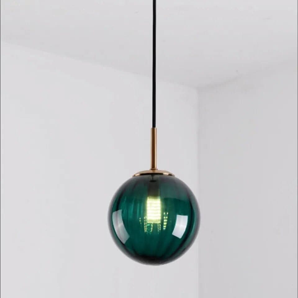 Ribbed Glass Pendant Light with Metal Canopy
