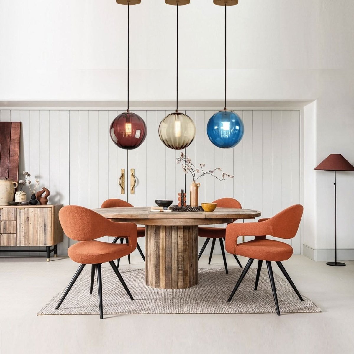 Ribbed Glass Pendant Light with Metal Canopy