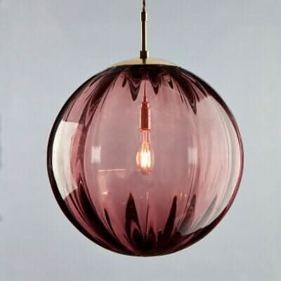 Ribbed Glass Pendant Light with Metal Canopy