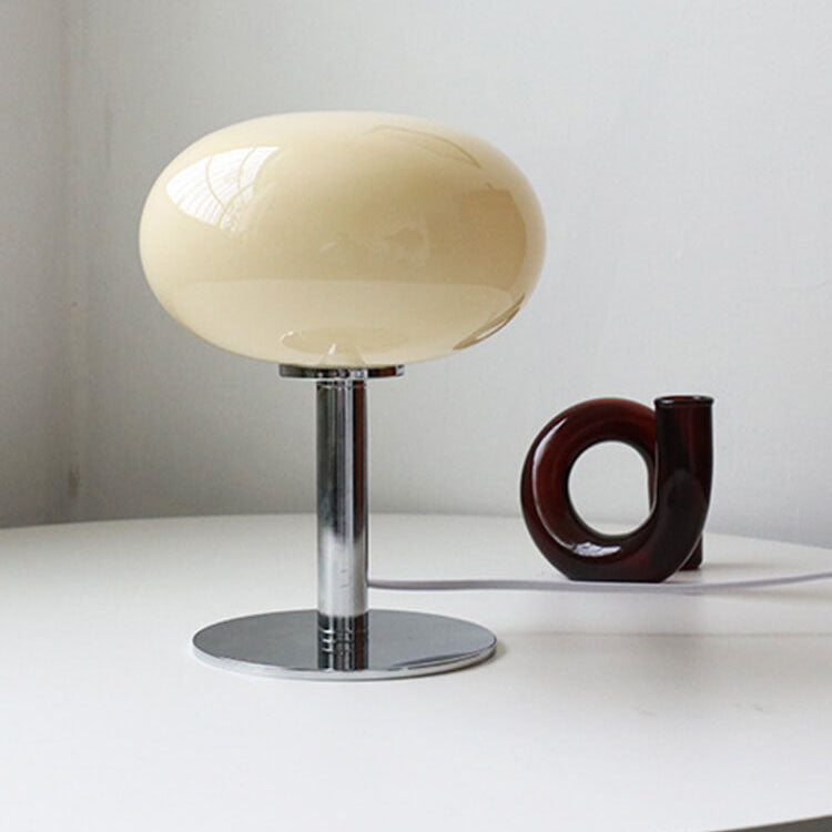 Round Glass Table Lamp with Chrome Base