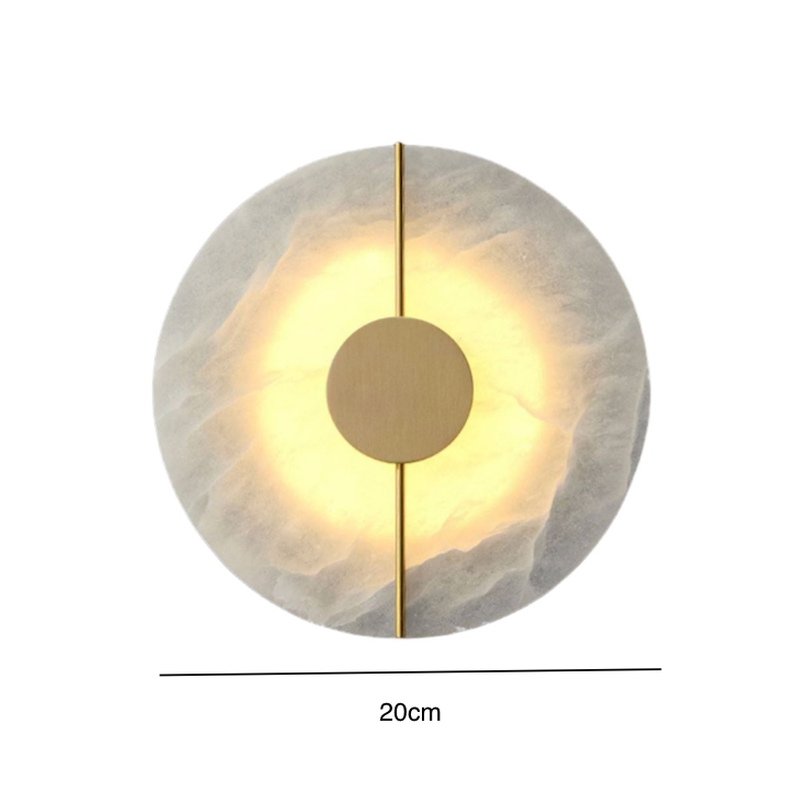 Round Marble LED Wall Sconce with Gold Accent