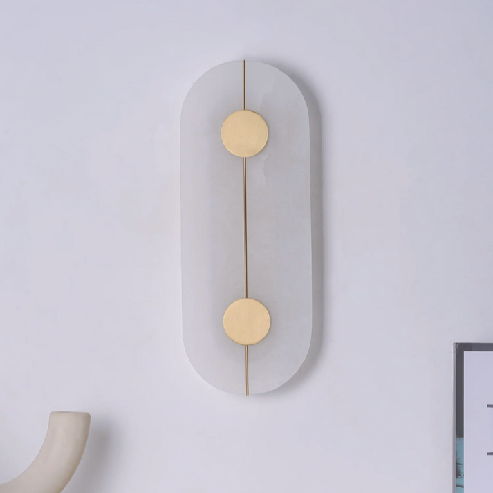 Round Marble LED Wall Sconce with Gold Accent