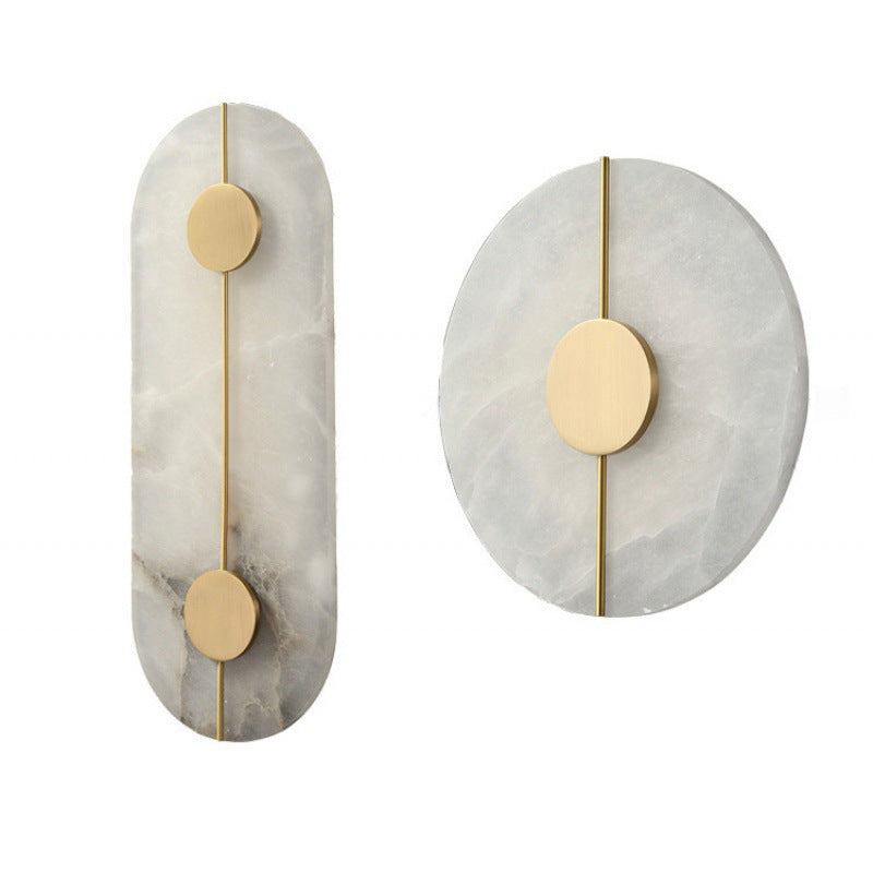 Round Marble LED Wall Sconce with Gold Accent
