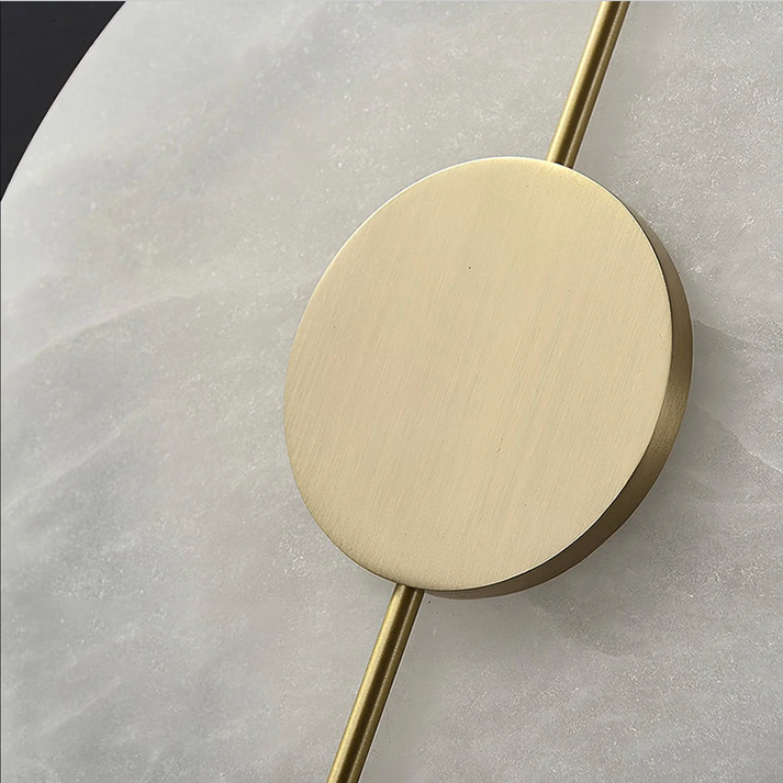Round Marble LED Wall Sconce with Gold Accent