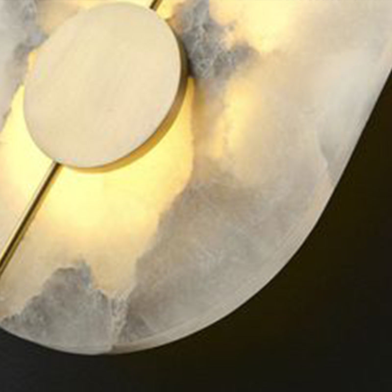 Round Marble LED Wall Sconce with Gold Accent