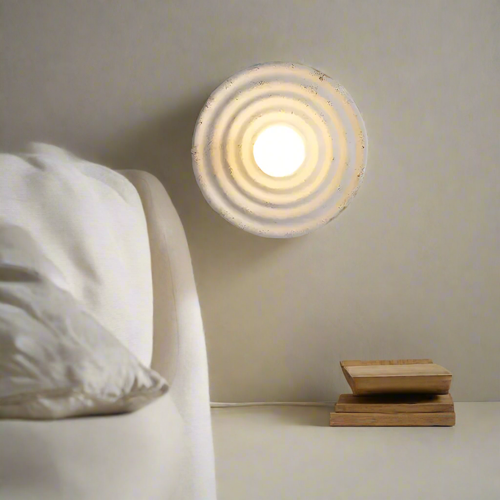 Round Resin Wall Sconce with Concentric Rings