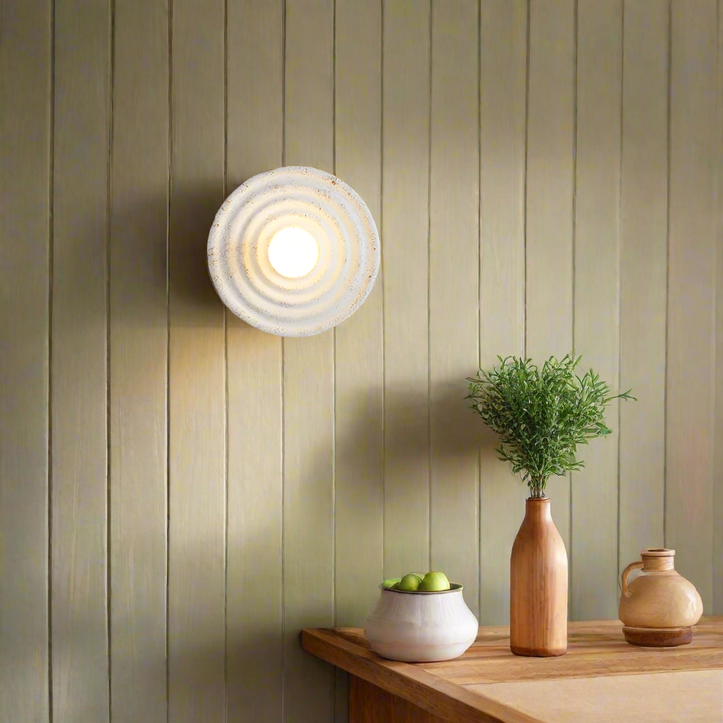 Round Resin Wall Sconce with Concentric Rings