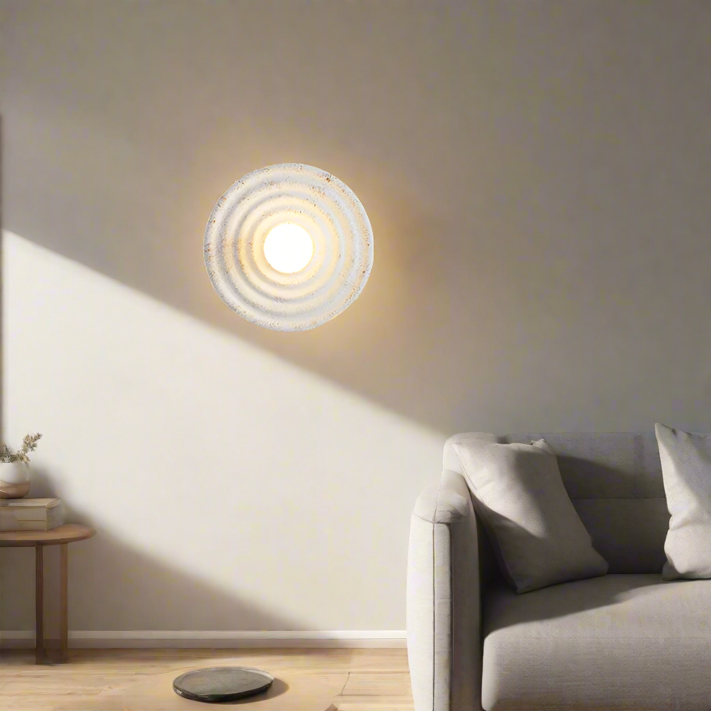 Round Resin Wall Sconce with Concentric Rings