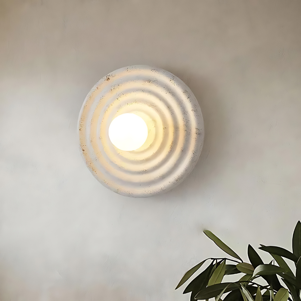 Round Resin Wall Sconce with Concentric Rings
