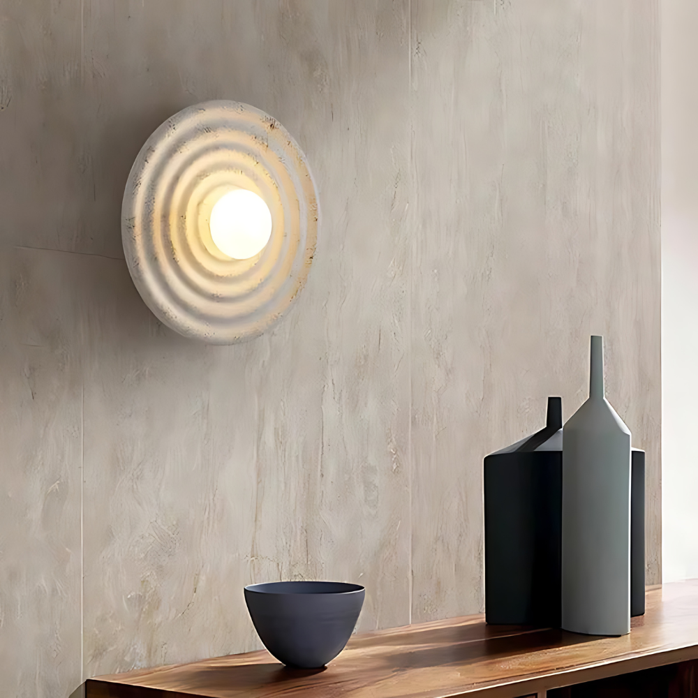 Round Resin Wall Sconce with Concentric Rings