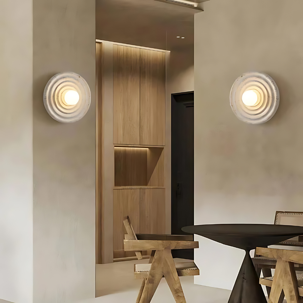 Round Resin Wall Sconce with Concentric Rings