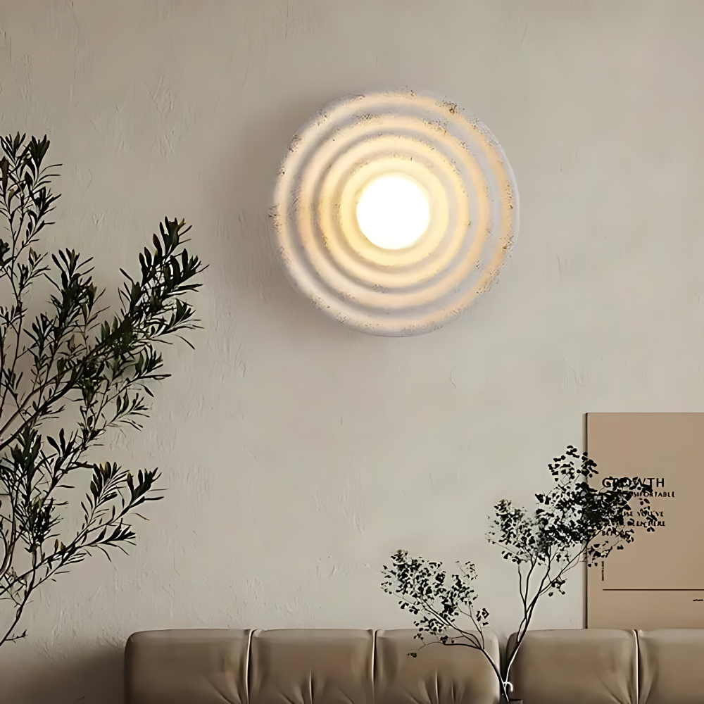 Round Resin Wall Sconce with Concentric Rings