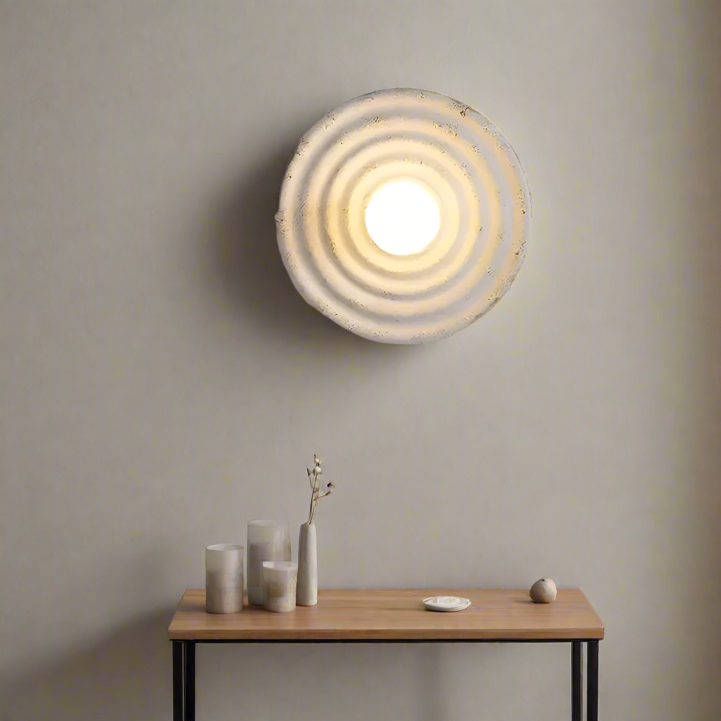 Round Resin Wall Sconce with Concentric Rings