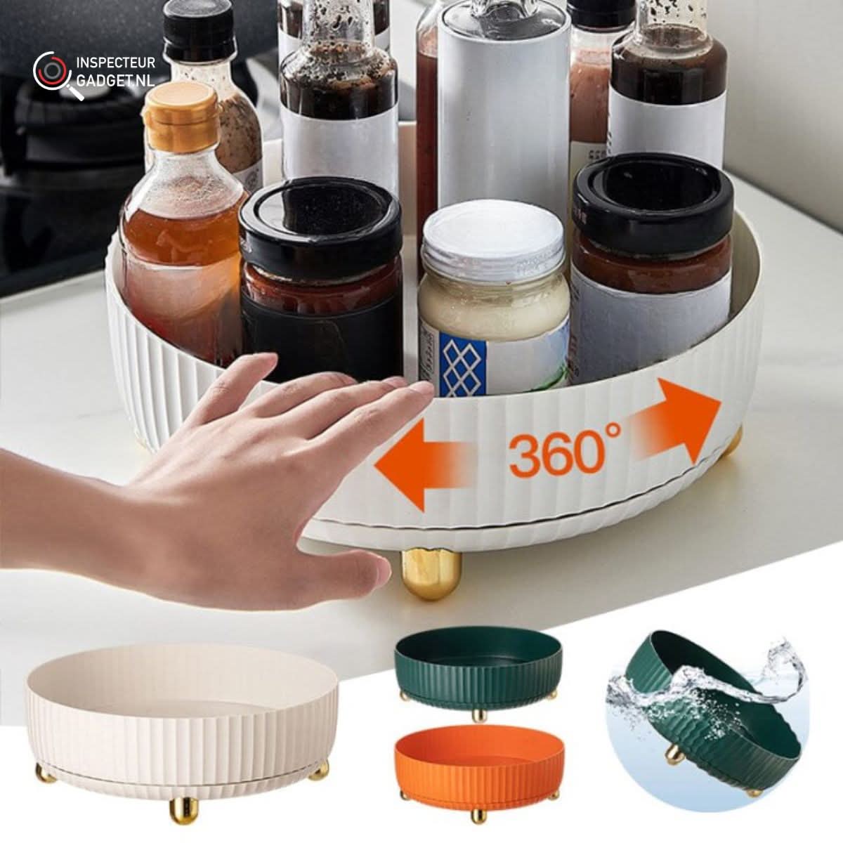 Round Rotating Storage Tray with Raised Edges