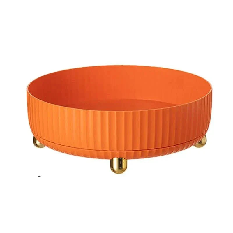 Round Rotating Storage Tray with Raised Edges