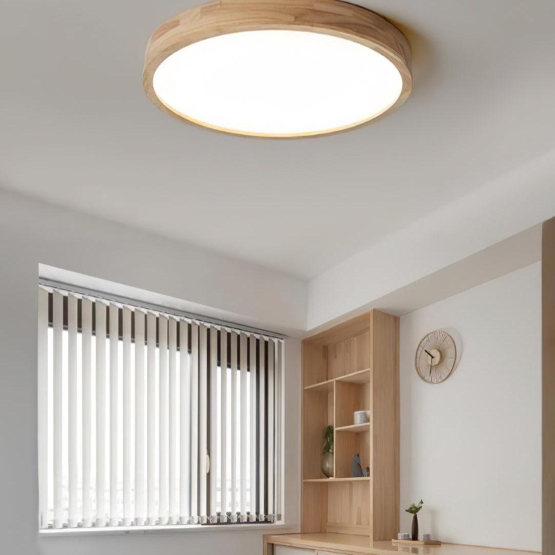 Round Wood Ring LED Flush Ceiling Light