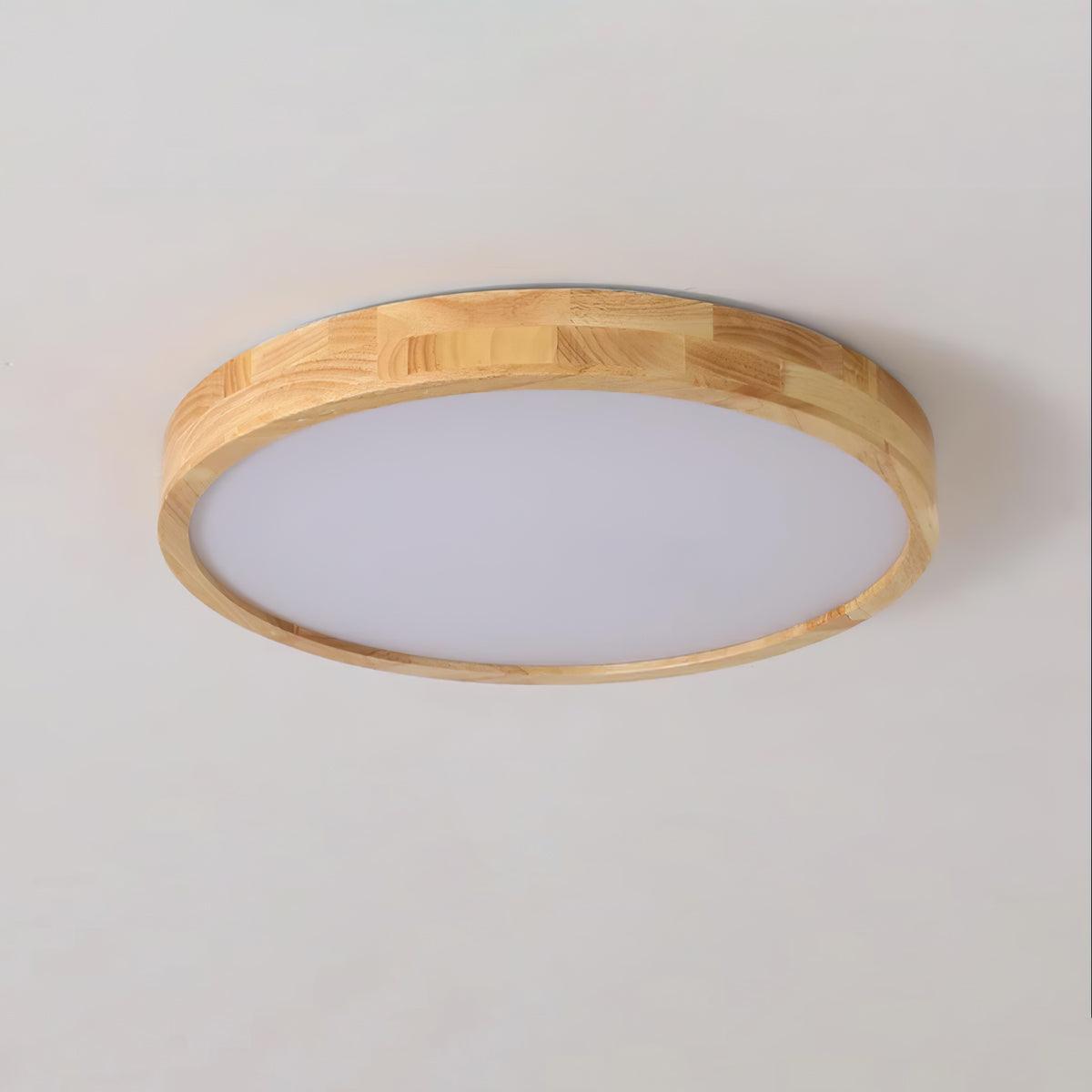 Round Wood Ring LED Flush Ceiling Light