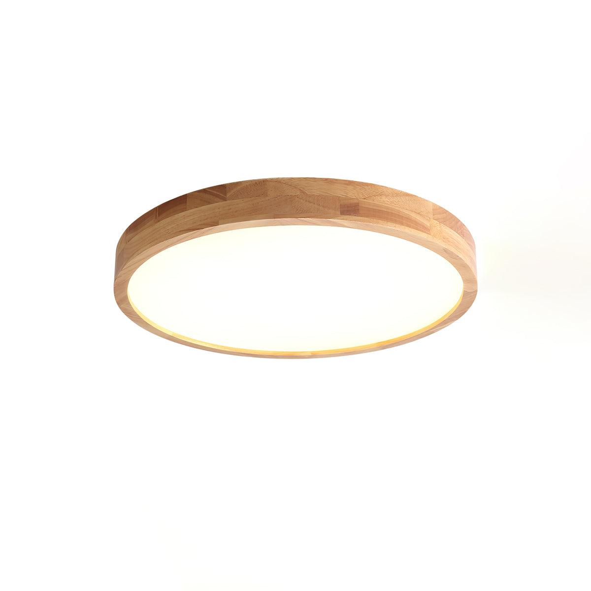 Round Wood Ring LED Flush Ceiling Light